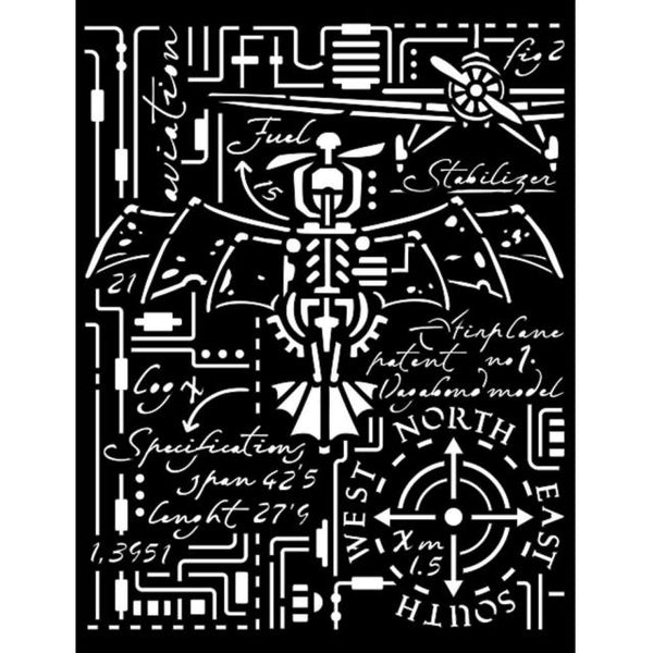Stamperia - Thick stencil cm 20X25 - Sir Vagabond Aviator airplane